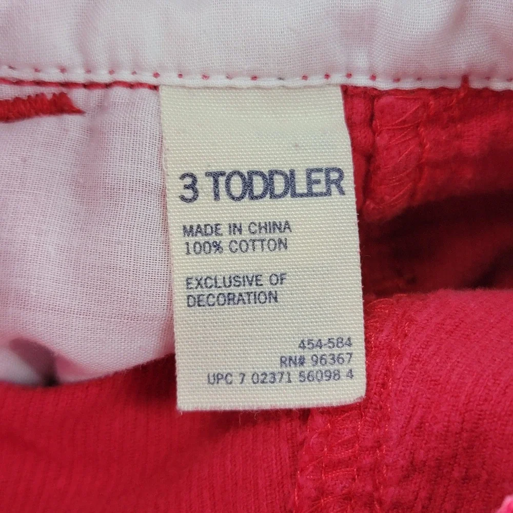 VTG OshKosh Bgosh Toddler Girls Red Corduroy Scottie Dog Embroidered Overalls 3T